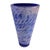 This is a very beautiful modernist studio art glass vase. It is made in an iridescent blue glass and wrapped with a...