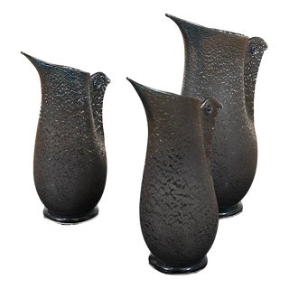 Barbarico Vases by Ercole Barovier for Barovier & Toso, 1951, Set of 3 For Sale