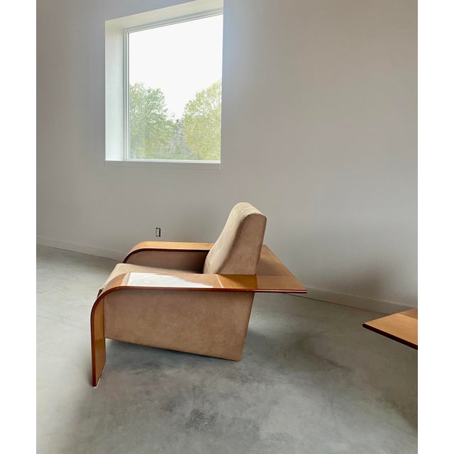 Postmodern Lounge Chairs by Artedi, Maple Wood & Velvet, 1980s For Sale - Image 9 of 16