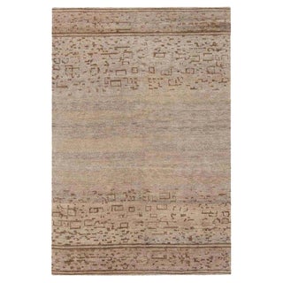 Contemporary Geometric Beige and Brown Handmade Hemp Rug by Doris Leslie Blau For Sale