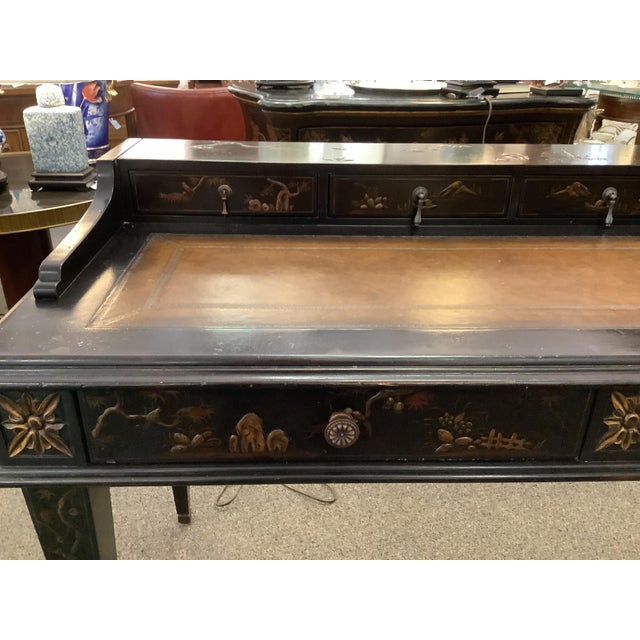 2010s Black Chinoiserie Writing Desk For Sale - Image 5 of 10