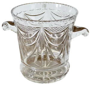 Large French Art Deco Hand Blown Cut Crystal Ice Bucket, 1920s