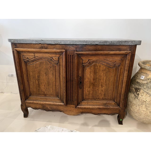 Stone 19th Century Transition Louis XIV Buffet With Belgian Blue Stone For Sale - Image 7 of 8