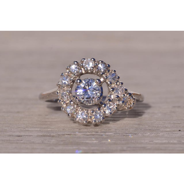 The Hol: Hollywood Glam Era Natural Diamond Engagement Ring in White Gold For Sale - Image 4 of 11