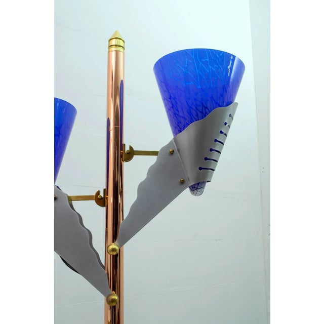 Metal Italian Murano Glass and Brass Floor Lamp from Relco Milano, 1980s For Sale - Image 7 of 17