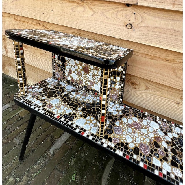Vintage Plant Stand Table with Mosaic Stones, 1970s For Sale - Image 6 of 17