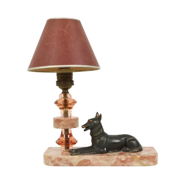 French Art Deco Table Lamp in Pink Marble Glass, 1930s For Sale - Image 17 of 17