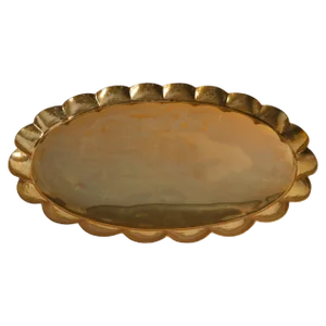 Hollywood Regency Oval Brass Tray by Arvid Johansson, Arvika Konstsmide, Sweden, 1940s