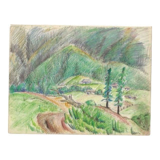 1940s Grace Spongberg Monoa Valley Hawaii Drawing For Sale