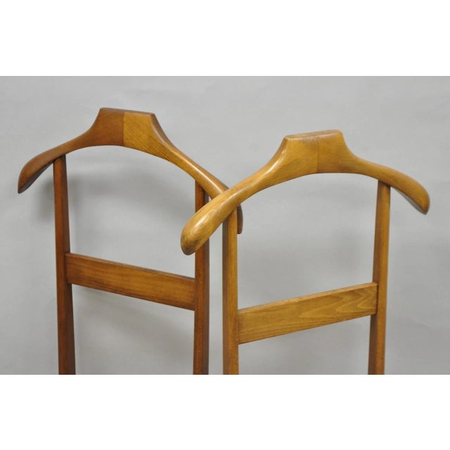 Vintage Mid Century Italian Modern Beech Wood Clothing Valet Chair Seat (A) For Sale - Image 17 of 18