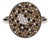14K White Gold Estate Black, Champagne & White Diamond Heart Mosaic Paved Ring For Sale