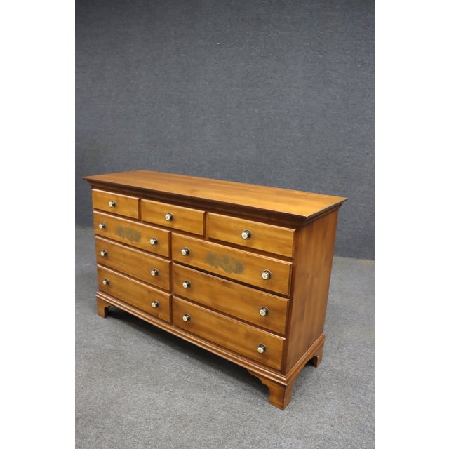 Hitchcock Furniture Maple Nine-Drawer Dresser With Floral Stenciling For Sale - Image 10 of 12