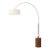 Tambo 92"h 1-Light Arc Lamp, White Linen Shade, Dark Walnut Base, Satin Nickel, Dimmable, for Living Room or Bedroom For Sale