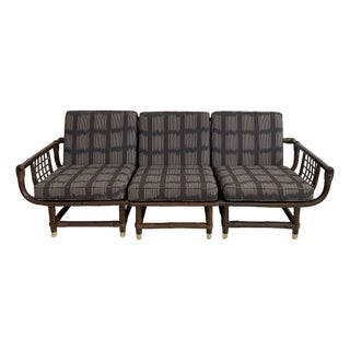 Vintage Rattan Lanai Sofa Attr. To John Eisner for Ficks Reed, Circa 1970 For Sale