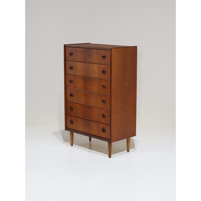 Beautiful tall chest of drawers from Denmark, 1960s. This cabinet is made of teak wood and has six drawers. The design is...
