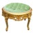1980s Italian Baroque Rococo Gilt Ottoman Bench – Hand-Carved Beechwood & Tufted Green Velvet For Sale