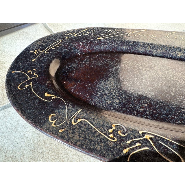 Brown Vintage Rustic Serving Bowl, Germany, 1980s For Sale - Image 8 of 11