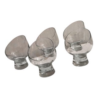 Mid 20th Century Kosta Boda Globe Shaped Glasses with Slated Opening and Suspended Bubble Bases- Set of 5 For Sale