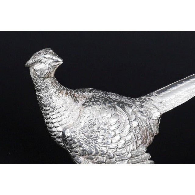 Vintage Sterling Silver Pheasants from Edward Barnard & Sons, London, 1971, Set of 2 For Sale - Image 3 of 16