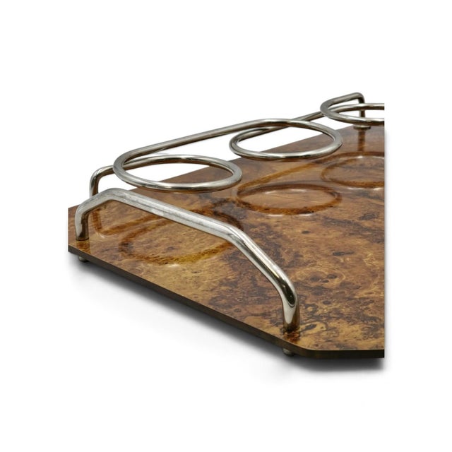 Briar Wood Tray with Bottle Holder, 1970s For Sale - Image 6 of 11
