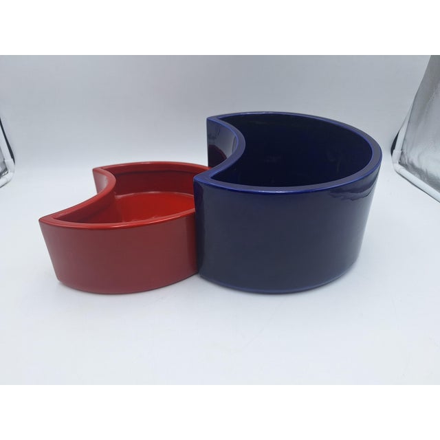 Vintage V-Bol Vases in Glazed Clay by Zaven for Zanotta, 1990s, Set of 2 For Sale - Image 15 of 15