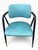 1950s Vintage MCM Pivot Back Armchairs in Turquoise, Black Steel & Brass - Pair For Sale - Image 5 of 8