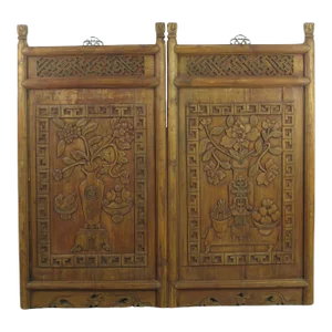 1922 Hand Carved Wall Hanging Panels - a Pair