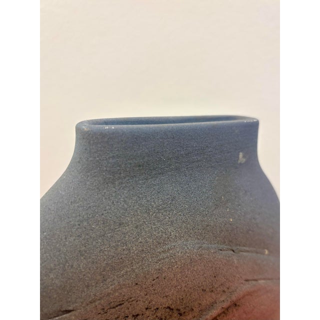 Vintage Brazilian Organic Modern Textured Studio Pottery Vase Signed For Sale - Image 4 of 8