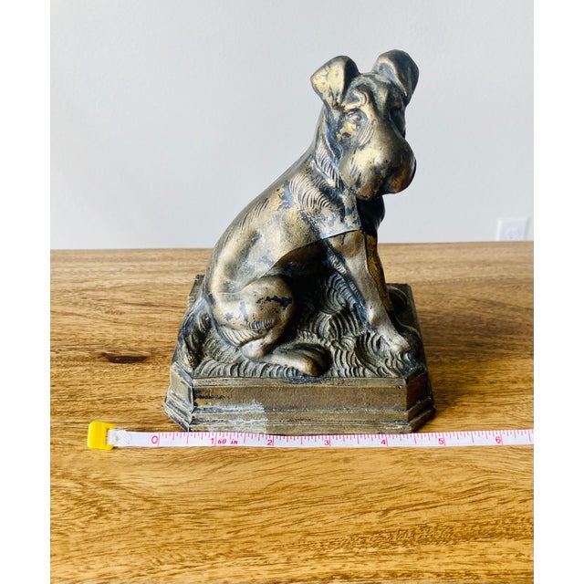 Camel Vintage Airedale Terrier Book Ends Dog Home Bronze Decor Set of 2 Heavy Office Library For Sale - Image 8 of 9