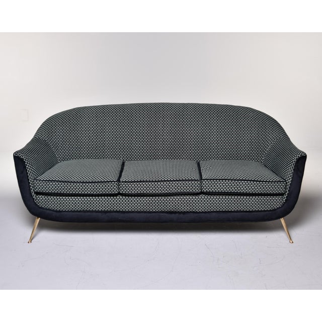 Mid Century Italian Curvy Sofa in Style of Gio Ponti With New Epingle Upholstery For Sale In Detroit - Image 6 of 12