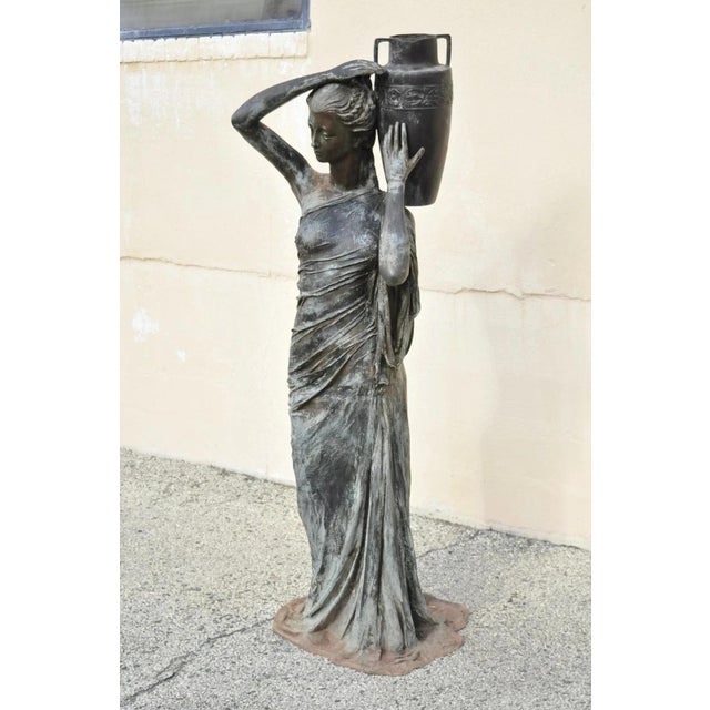 Mid 20th Century Mid 20th Century Bronze Figural Large 71" Garden Water Fountain "Dione the Divine Goddess" Statue For Sale - Image 5 of 12