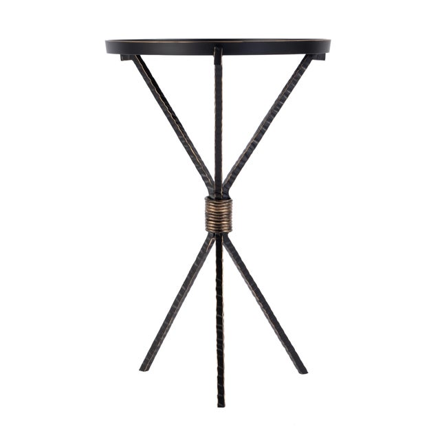 2020s Lucca 14 in. W Round Aluminum and Iron Side Table with Tripod Shaped Base, Metalworks For Sale - Image 5 of 8