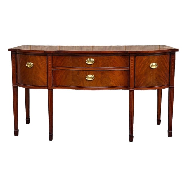 Vintage Thomasville Federal Style Mahogany Bowfront Sideboard For Sale
