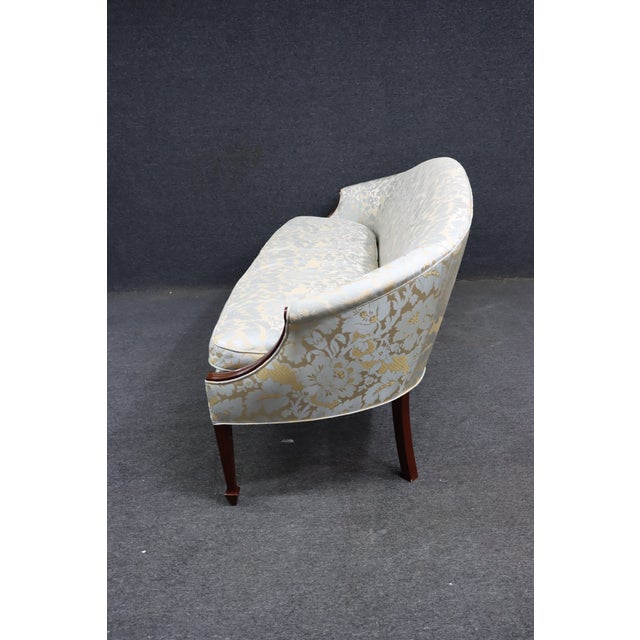 Kindel Hepplewhite Style Mahogany Upholstered Camelback Sofa For Sale - Image 14 of 17