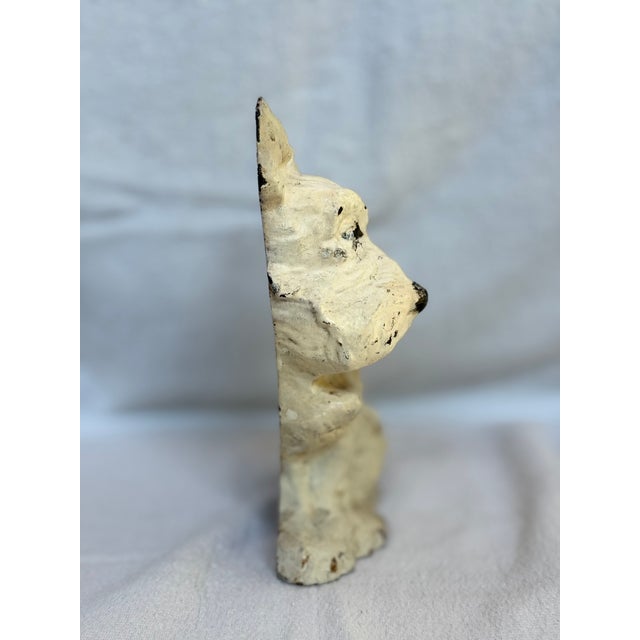 Art Deco 1930s White Scottie Dog Cast Iron Door Stop For Sale - Image 3 of 12