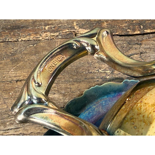 Vintage Oneida Silver Plated Champagne Cooler Ice Bucket With Scroll Handles For Sale - Image 9 of 9