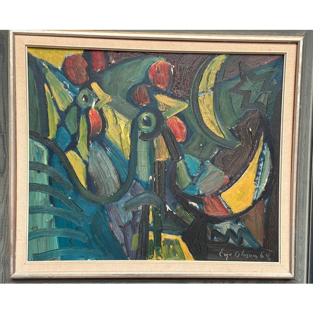 Eyvind Olesen, Chicken Composition, 1950s, Oil on Canvas, Framed For Sale - Image 17 of 18