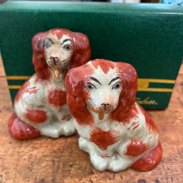 Terra Cotta Pair of 5.5" Russett Staffordshire Style Spaniel Dogs For Sale - Image 8 of 8