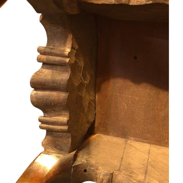 19th Century Portuguese Baroque Hand-Painted and Carved Side Table - 24" For Sale - Image 12 of 12