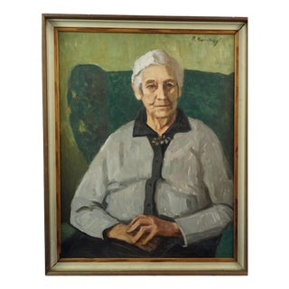 Bruno Krauskopf, Post-Impressionist Portrait of an Elderly Woman, 20th Century, Oil on Masonite, Framed For Sale