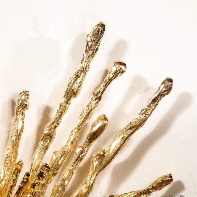 Modernist 24 Karat Gold & Exploded Starburst Sconce W/ Quartz by Claude Boeltz For Sale - Image 4 of 12