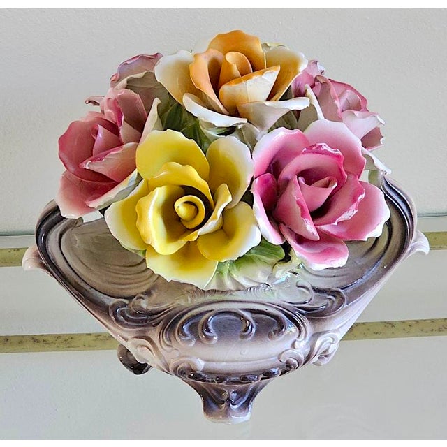 Capodimonte Vintage Italian Capodimonte Porcelain Rose Centerpiece Basket For Sale - Image 4 of 18