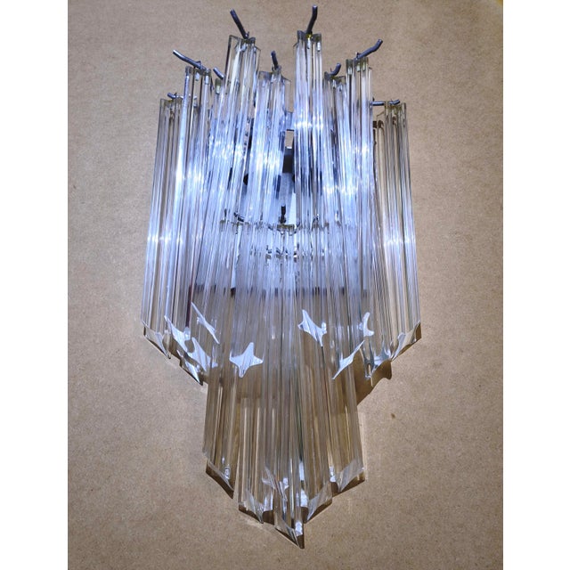 1960s Vintage Wall Lamp with Clear Murano Glass Prisms, 1960s For Sale - Image 5 of 15