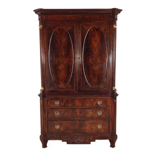 Massive Drexel Nine Elms Empire Flame Mahogany Linen Press / Armoire For Sale