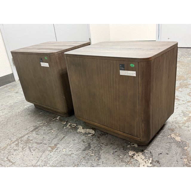 Wood Restoration Hardware Ciro Closed Nightstands, Pair For Sale - Image 7 of 12