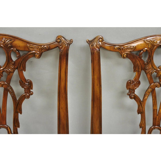 Chippendale Style Carved Mahogany Dining Side Chairs Attr Theodore Alexander - 4 For Sale - Image 9 of 12
