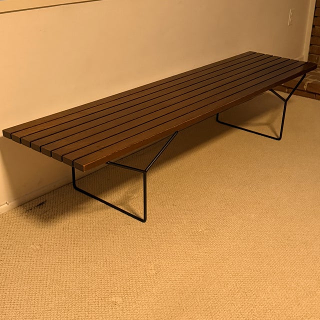 Mid Century Slat Bench by Harry Bertoia for Knoll Associates, 1950s A true original! This vintage stained ash slat bench...