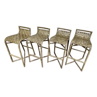 Baker / McGuire Steven Volpe Organic Rawhide Crin Bar Stools- Set of 4 For Sale
