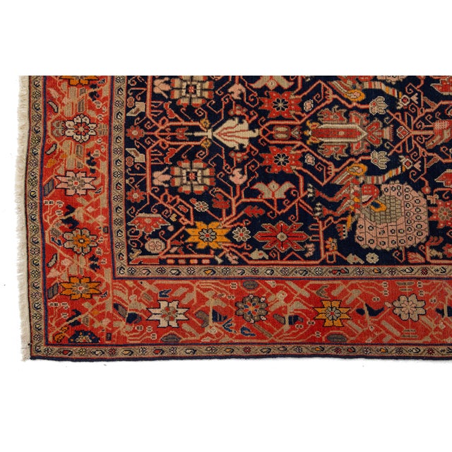Antique Malayer Persian Designed Wool Rug in Dark Blue For Sale - Image 4 of 8