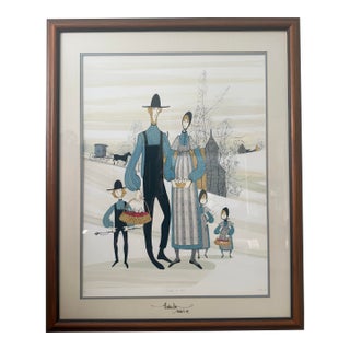 Together on Sunday - Rare Silkscreen by P Buckley Moss 4/99 Dated 1983 and Double Signed For Sale